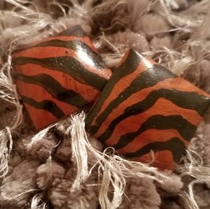 Vintage bamboo animal print earrings